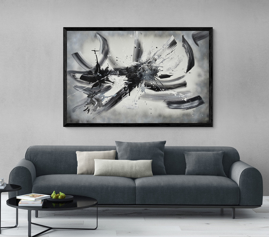 Abstract painting black and white