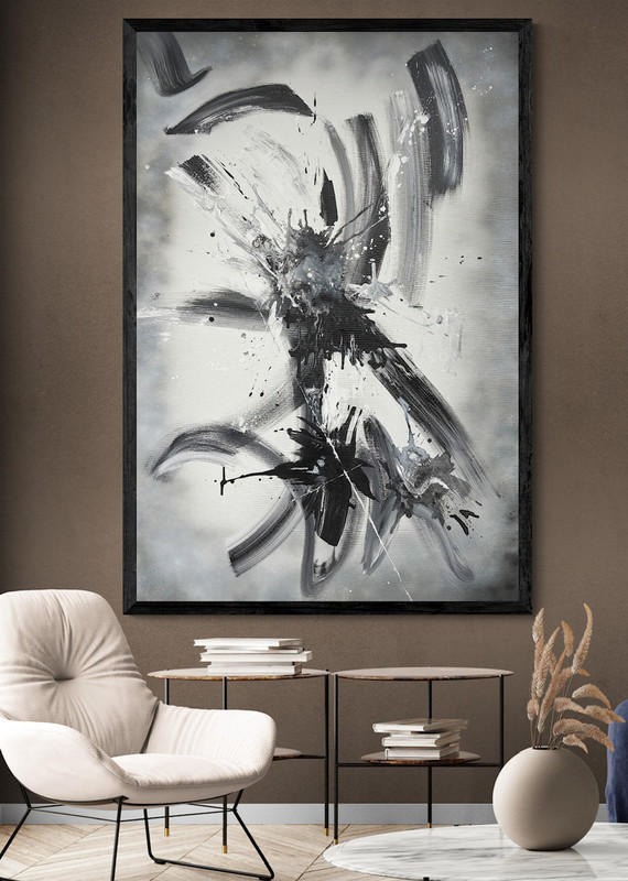 Abstract painting black and white